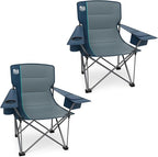 TIMBER RIDGE Oversized Folding Camping Chair Support 550 LBS, Heavy Duty Portable Chairs with Cup Holder Side Pocket for Lawn, Outdoor Picnic, Fishing, 2 Pack(Navy)