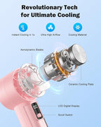 AMACOOL Handheld Fan with Ice Cooler, Mini Portable Fan Rechargeable, 18Hrs Cooling, 0-100 Adjustable Speed, Small Yet Powerful, Personal Hand Fans for Travel, Beach, Outdoor, Makeup, Gifts for Women