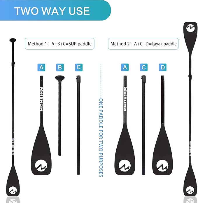 SUP Paddle Board Paddle - Adjustable Paddleboard Paddle Oar 4-Piece Floating Aluminum SUP Kayak Paddle