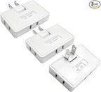 Flat Outlet Extender,3 Way 2 Prong180 Degree Portable Swivel Wall Tap Plug,Ultra Thin Folding Electrical Outlet Splitter (Easy Install),Type A,White,Pack of 3