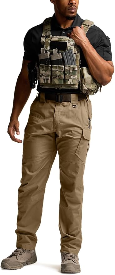 CQR Men's Tactical Pants, Water Resistant Ripstop Cargo Pants, Lightweight EDC Work Hiking Pants, Outdoor Apparel