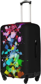 Travel Luggage Cover Suitcase Protector, Colorful Rainbow Paint Splatter Washable Elastic Stretch Anti-scratch Travel Suitcase Sleeve with Concealed Zipper for Wheeled Suitcase Fits 22-24 Inch Luggage