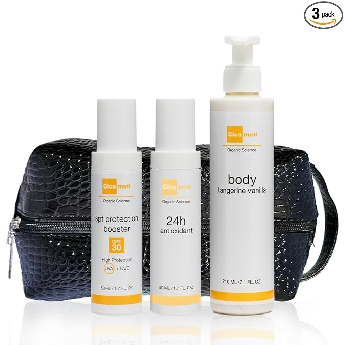 Cicamed Stressed Skin Relief Kit - Travel Skincare Set with SPF 30 Face Sunscreen, Face Moisturizer for Dry Skin & Hydrating Body Lotion - After Sun lotion- Made in Sweden – 10.4 fl. oz. (310 ml)