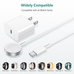 Upgraded Apple Watch Charger, Magnetic Fast Charger, USB C Charger Block Plug Adapter with 3.3FT iWatch Portable Wireless Fast Charging Cable Cord for iWatch Series Ultra/9/8/7/6/SE/SE2/5/4/3