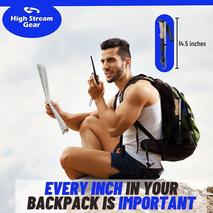 Walking Sticks for Men & Women - 14.5" Foldable Hiking Poles for Backpacking, Exercising and Traveling, Set of 2 Aluminum Nordic Collapsible Trekking Poles