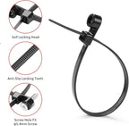 1000 PCS 8 inch Black Zip Ties with Screw Hole 70lbs Mountable head Cable Ties Straps Multipurpose Heavy Duty Nylon Cable Zip Ties with Screw Mounting Hole