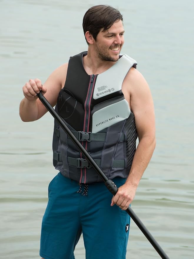 HyperLite Men's Elite Life Jacket - US Coast Guard Approved Level 70 Buoyancy Aid, Great for Any Water Sports Activity Including Boating, Paddle & Swimming