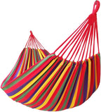 Brazilian Double Hammock 2 Person Extra Large Canvas 250x160cm Total Length 350cm Load 500lb Cotton Hammock for Garden Outdoor and Indoor Rainbow(98 * 65'')