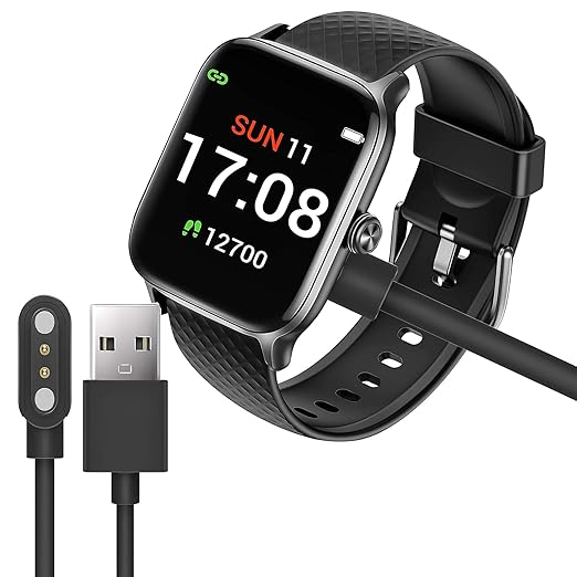Lamshaw Compatible with Letsfit EW1 Charger, Magnetic USB Charging Cable Replacement Charger Cable Compatible with Letsfit EW1 / ID207 Smartwatch/AOKESI 1.69'' / ID207 / TOZO S2 Smart Watch (Black)