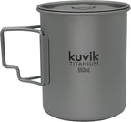 Kuvik Titanium Cup with Lid 550ml (18.6 oz) - Ultralight and Compact Pot for Backpacking, Camping, and Survival