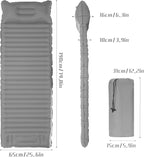 40D Self-Inflating Camping Pad, Insulated Ultralight Sleeping Mat for Backpacking, Winter Camping, 2-Layer Anti-Leak Design w/Built-in Pillow, Foot Pump Foldable Pad, Grey