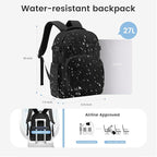LOVEVOOK Laptop Backpack for Women with Giant Tumbler Holder Pocket,15.6 Inch Puffer Travel College Work Backpack Purse for Teacher Nurse,Waterproof Laptop Bag Computer Back Pack Casual Daypack,Black