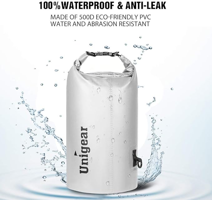 Unigear Dry Bag Waterproof, 2L/5L/10L/20L/30L/40L Floating and Lightweight Bags for Kayaking, Boating, Fishing, Swimming and Camping with Waterproof Phone Case
