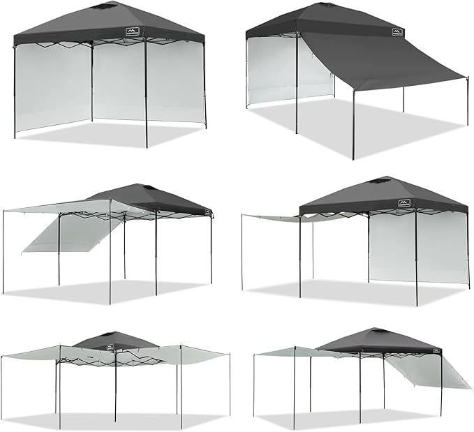 KAMPKEEPER 10x10 Easy Pop Up Canopy Tent with 2 Sidewalls, Instant Outdoor Shade Shelter with 2 PCS Removable 10FT Sun Walls, Quick Setup Waterproof and UV-Resistant for Patio, Camping, Backyard