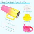 40 oz Tumbler with Handle and Straw or Convert to 40 oz Insulated Water Bottle Fits in Cup Holder. Stainless Steel Metal Water Flask with 2 Lids for Travel,Camping,Gym Sports Coffee Mug Thermal Cup