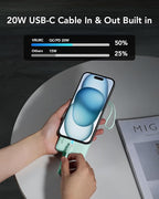 VRURC Portable Charger, 22.5W Power Bank 10000mAh, USB-C Cable in & Out Fast Charging Battery Pack, Compact Travel Essential 4 Outputs 3 Inputs for iPhone 16 15 14 13,Samsung, Android etc-Green