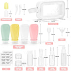 18 Pcs Travel Bottles Set for Toiletries, TSA Approved Travel Size Containers with Bandage Silicone Squeezable for Shampoo Conditioner Lotion Body Wash (Multicolour+White Bag)