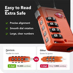 Luggage Locks TSA Approved with Inspection Indicator and Resettable 4-Digit, Easy-to-Read Combination, TSA Locks for Luggage, Suitcases, Backpacks & Travel Bags, Orange, 4-Pack