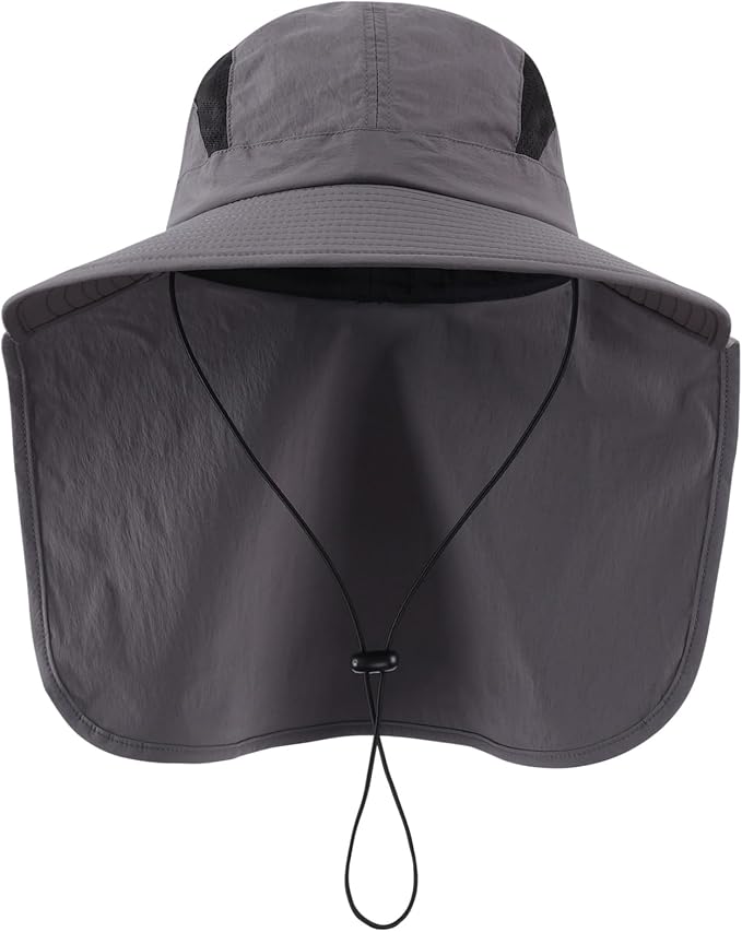 Home Prefer UPF 50+ Sun Hats for Men Women Wide Brim Fishing Hat with Neck Flap UV Protection Sunblock Safari Bucket Hat