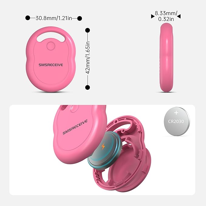 Air Tracker Tag-1 Pack [Apple MFI Certified], Smart Bluetooth Tracker Works with Apple Find My (iOS Only, Not for Android), Key Finder and Item Locator Smart Tag for Keys, Luggage, Backpack(Magenta)