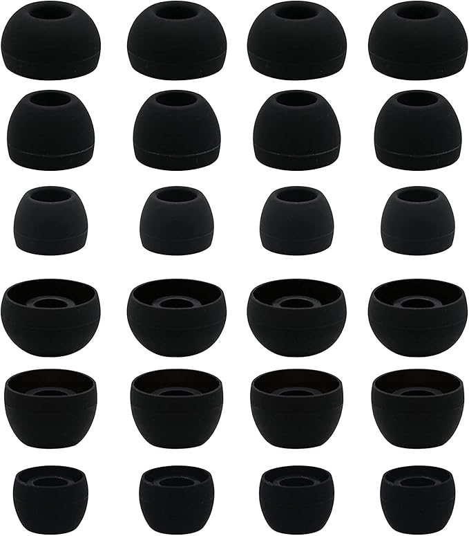 12 Pairs Silicone Replacement Earbud Ear Buds Tips Compatible with Skullcandy Sesh Evo and Other 3.8mm to 5.5mm Nozzle Earbuds Earphones, S/M/L Black