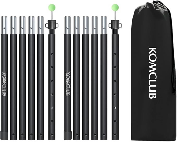 KOMCLUB Tent Poles Adjustable Lightweight Camping Tarp Poles 82.68" Aluminum Alloy Telescoping Solar sail Poles for Awning Canopy Tent Tarp Hiking Light Weight and Easy to Carry (2PC & Black)