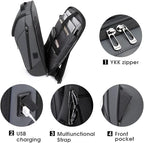 BANGE Business Smart Backpack Waterproof fit 15.6 Inch Laptop Backpack with USB Charging Port,Travel Durable Backpack