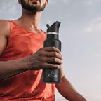 Stainless Steel Double Wall Water Bottles, Vacuum Insulated Bottle With Straw Lid, Insulated Water Bottle Keeps Water Cold for 24 Hours, Hot for 12 Hours, Hiking, Sports