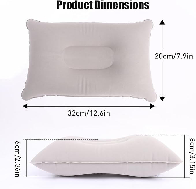 Inflatable Pillows for Camping,Ultra-light Portable Camping Pillows for Adults Soft Pvc Flocked Surface Blow Up Pillow for Traveling Hiking Beach Back Lumbar Support Pillow for Office Fishing (4)
