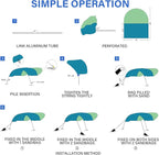 Beach Sun Shade Canopy,Beach Pop up Tent Sun Shade Sail for 8 People,Relying On Wind Power Umbrella Only 4 Lbs