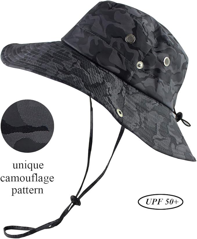 CAMOLAND Mens Fishing Hat Wide Large Brim Sun Hat with Outdoor UV Protection