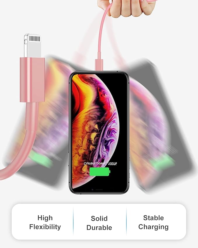 4 Pack [Apple MFi Certified] Apple Charging Cables 3ft, iPhone Chargers Lightning Cable 3 Foot, Fast iPhone Charging Cord for iPhone 14/14Pro/13/13Pro/12/11/11Pro/11Max/ X/XS/XR/XS Max/8, ipad(Pink)