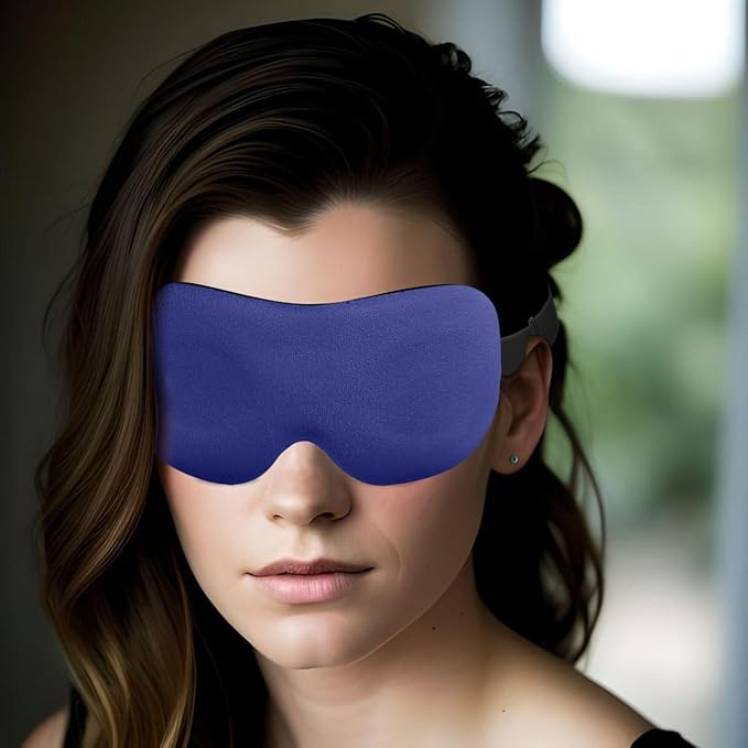 3D Sleep Mask for Side Sleepers – 100% Light Blocking Eye Mask for Sleeping, Zero Eye Pressure, Soft Breathable Memory Foam, Adjustable Strap for Travel, Men & Women (Blue)