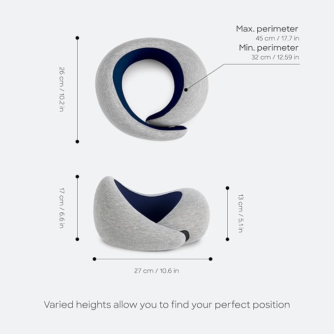 Ostrichpillow Go Neck Pillow, Travel Pillows for Airplanes, Premium Memory Foam Travel Pillow, 360º Ergonomic Design, Asymmetrical Sides, Travel Bag Included, Washable Modal Cover