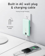VEEKTOMX Portable Charger with Built in Cables 10000mAh, Power Bank for iPhone with Wall Plug, Travel Essential Fast Charging Slim USB C External Battery Pack for iPhone 17/16/15, Samsung, iPad, etc
