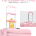 Kono Airline Approved Carry On Luggage, 22x14x9 inches, with TSA Lock, 20 Inch Expandable Lightweight Hardshell Suitcase (Pink, Suitable for 1-3 Days of Travel)