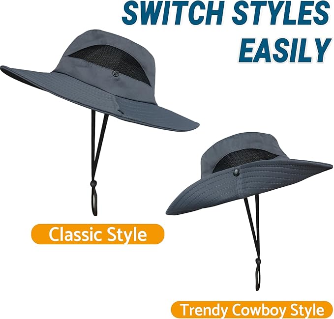 NPQQUAN Sun Hats for Men Women with Neck Flap UPF 50+ UV Protection Wide Brim Bucket Hat Safari Hiking Fishing Hats