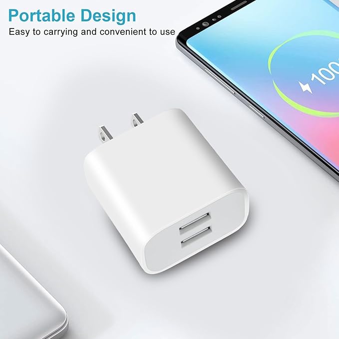 USB Wall Charger,5 Pack Dual Port Plug Adapter for Wall Outlet Charging Block,USB Power Adapter for iPhone 14/13/12/11 Pro/Pro Max,XS/XR/X,Galaxy,Pixel, Moto and Android Phones (Off-White)
