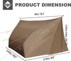 onewind Hammock Rain Fly, Ultralight Silnylon Tarp for 2-4 Persons, 14Ft*13Ft, 3000mm Waterproof, Brown