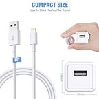 iPhone Charger Cord 6FT, [Apple MFi Certified] 2 Pack Lightning Cable Cube Phone Charging Transfer Cord Cable USB Plug Wall Charger Block Travel Adapter for iPhone 14/13/12/11/SE 2022/8/7/XS/XR/X/iPad