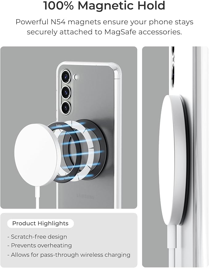 iOttie Universal MagSafe Ring Adapter for Android (2 Pack). Magnetic Adapter Ring Compatible with MagSafe Accessories & Wireless Chargers, Adhesive Magnetic Conversion Kit for Apple iOS & Android