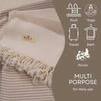 Ruvy Home Basics 2 Pack Turkish Beach Towels – Oversized Quick-Dry Bath Towels (40 x 72 Inches) – 100% Cotton Large Towels for Pool, Yoga, Travel, Camping Essentials, and Bathroom Decor - Beige