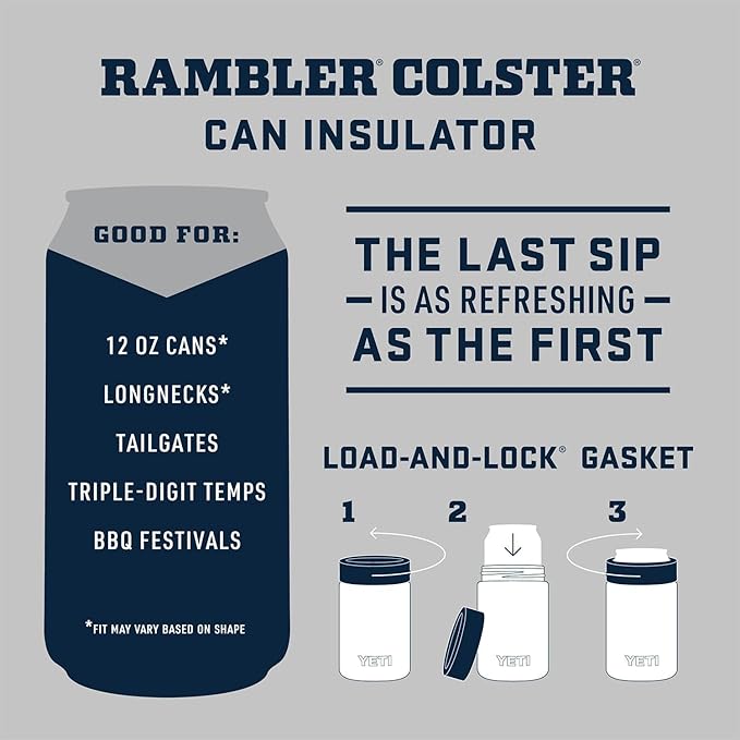 YETI Rambler 12 oz. Colster Can Insulator for Standard Size Cans, Navy/White/Badge