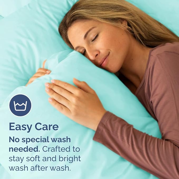 Pillowcases - Ultra Soft Hotel Quality Pillowcase Covers - Comfy, Cozy & Wrinkle Free - Shrinkage and Fade Resistant - Machine Washable Pillow Protectors - (Queen, Spa Blue, 4 Piece Set)