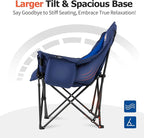 Overmont Oversized XL Camping Chair for Adults - 400lbs Support Heavy-Duty Padded Folding Chair with Side Pocket Cup Holder Cooling Bag for Outdoor Sports Garden Beach Fishing Lawn Blue