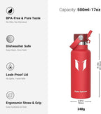 Super Sparrow Insulated Water Bottle - 17 Oz / 25 Oz / 32 Oz - Standard Mouth FlipFlow Flask - BPA Free, Leak Proof Drink Bottle- Ergonomic Straw Water Bottles for Work, Gym, Travel, Sports