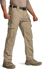 CQR Men's Flex Ripstop Tactical Pants, Water Resistant Stretch Cargo Pants, Lightweight EDC Hiking Work Pants