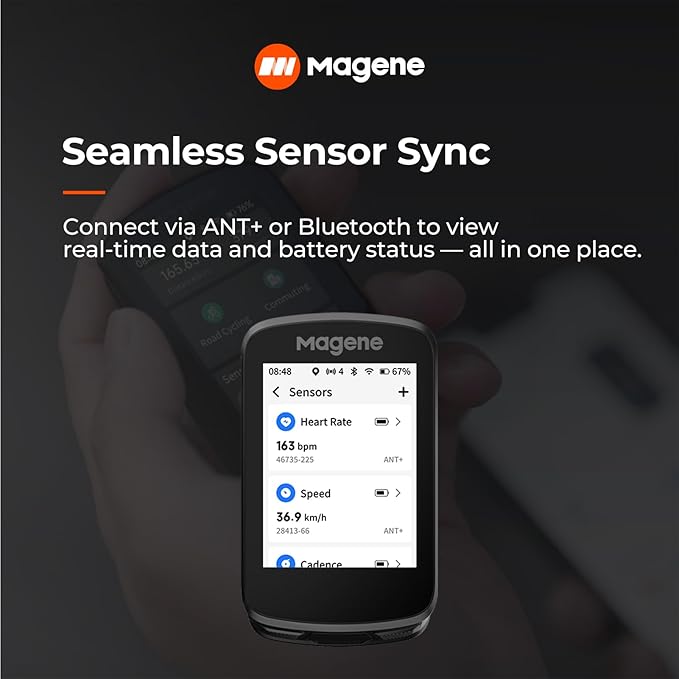 Magene C606 Smart Navigation GPS Bike Computer with Offline Map, 2.8-inch Color Touchscreen, WiFi & Bluetooth Cycling Computer, 11 Languages, IPX7 Waterproof