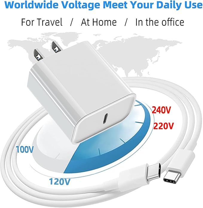 iPhone 17 Chrager, iPad Pro Chrager, iPad Chrage Fast Charging for iPad 10th 11th A16/iPad Pro Air 13/12.9/11/iPad Mini 6th/7th A17 Pro/iPhone 17 16 15 Pro Max,20W Block & 10ft USB C Cable,3Pack White