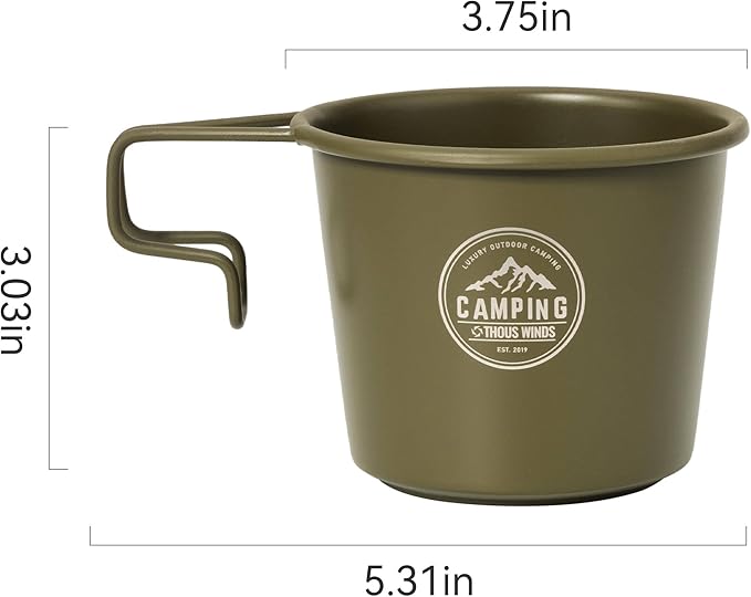 2pcs Stainless Steel Camping Sierra Cup 350ml, Olive-green